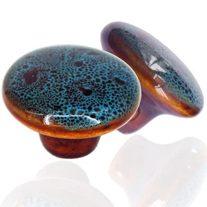 Vintage Round Cabinet Knobs Glazed Ceramic Round Knobs For Dresser Drawer Antiqu - Picture 1 of 7