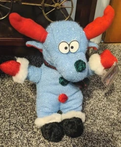 Funny Reindeer Rare Plush 11" Stuffed Animal Sparkling Blue New w/ Tag Gag Gift - Picture 1 of 11