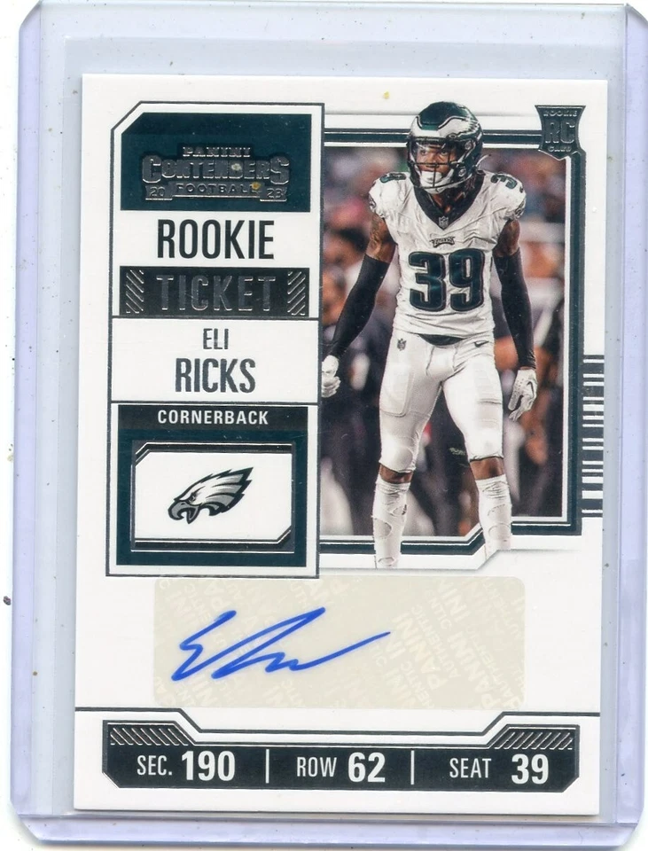 2023 CONTENDERS #233 ELI RICKS AUTOGRAPH RC PHILADELPHIA EAGLES 073024 - Image 1 of 1