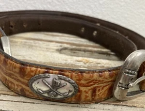 Leather Ranger Belt Brown Golf Concho Western Golf Unisex Size 41” X 1” - Picture 1 of 4