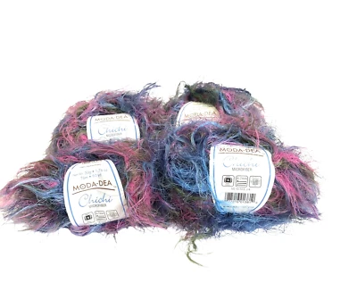 Moda Dea Chichi Yarn 4 Skeins Color #9948 Blue Green Pink Made in Italy - Image 1 of 4