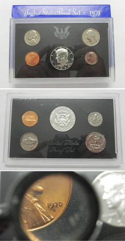 1970 SMALL DATE US Mint Proof Set w/40% Silver Kennedy Half in Original Box Cover