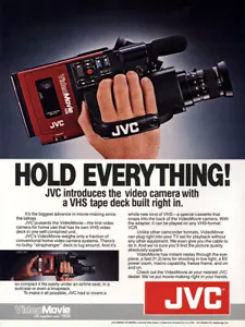 Videopelícula de JVC 1984: Hold Everything anuncio impreso vintage - Imagen 1 de 1