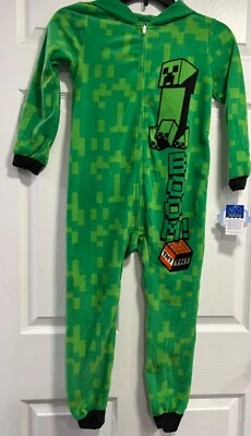 Boys Minecraft Hooded One Piece Creeper Suit TNT / Green ~ 2 Sizes - Image 1 of 3