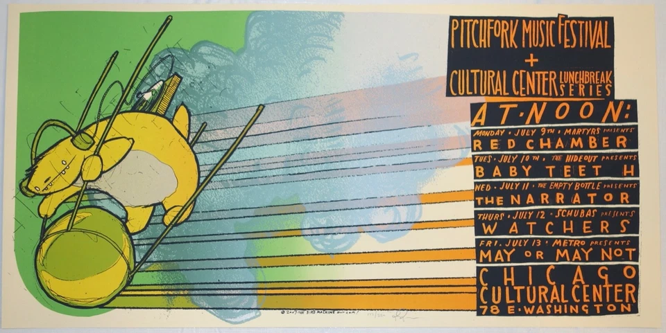 2007 Pitchfork Music Festival Chicago Silkscreen Concert Poster s/n by Jay Ryan - Image 1 of 1