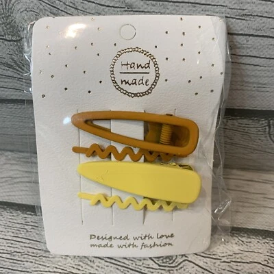4 Piece Women Duckbill Clip Yellow Color Barrettes Frosted Hair Clip Hairpin - Image 1 of 4