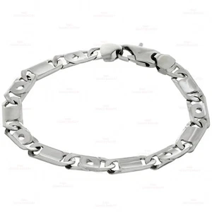 Italian 14k White Gold Flat Link Bracelet - Picture 1 of 4