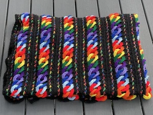 Vtg Black & Rainbow Crochet Afghan Blanket Handmade LGBTQ+ Gay Pride 83x58 - Picture 1 of 10