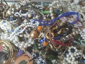 vintage New 5.6 Pounds Junk Jewelry Lot Crafts Necklaces Earrings Upcycle Lot-1