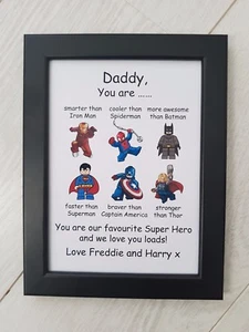 Cornice supereroe personalizzata stampa compleanno regalo natale papà papà nonno - Foto 1 di 4