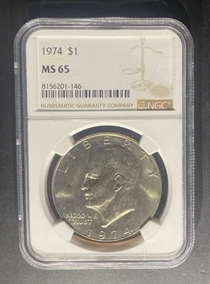 1974 MS65 Eisenhower $1 IKE NGC 🪙⭐️🪙 - Image 1 of 2