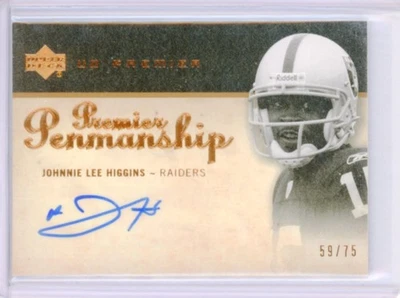 2007 UD PREMIER PENMANSHIP JOHNNIE LEE HIGGINS AUTOGRAPH 59/75 PP-HI - Image 1 of 2
