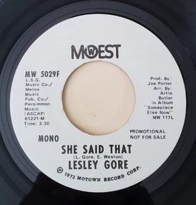 Lesley Gore  SHE SAID THAT (PROMO POP 45) #5029 PLAYS VG++ NO NOISE! - Bild 1 von 4