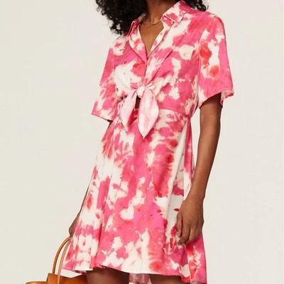 Vestido camisero rosa talla 6 resort vacaciones lujo THAKOON tie dye cintura Foto 1 de 4