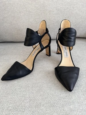 Sandalias de tacón Jimmy Choo de cuero negro talla 37,5 Foto 1 de 4