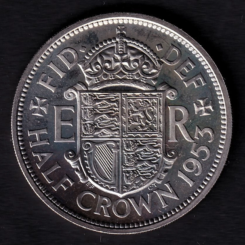 Great Britain 1953 1/2c One Half Crown Copper Nickel Queen Elizabeth II Proof - Image 1 of 2