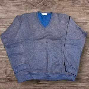 Creslan and Rayon Sweater Men Large Men Purple Vintage Vneck 60s Soft USA Made - Picture 1 of 4