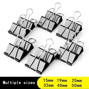 10PCS Black Metal Binder Clips 19 mm Foldback Paper Clamps Office School Supply - Picture 1 of 16