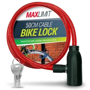 Bike Lock Cable with Keys | 650mm Heavy Duty Strong Steel Bicycle Security Chain - Picture 1 of 26