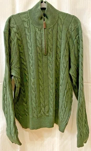 Suéter Polo Ralph Lauren Para Hombre XL 1/4 Cremallera Cable Tejido Pescador Verde Pullover - Imagen 1 de 7