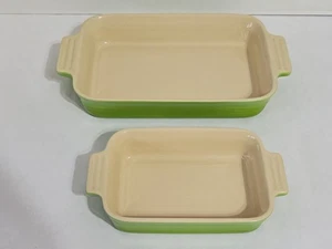 Le Creuset Limettengrün Steinzeug Backformen (10x7" und 7x5") - Posten - Bild 1 von 13