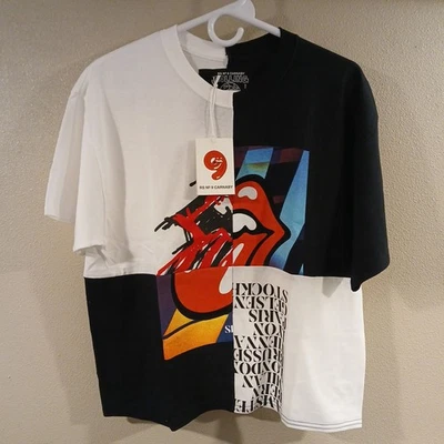 Official Rolling Stones RS No. 9 Carnaby St. Upcycled Cropped Tour T-Shirt L NWT - Image 1 of 4