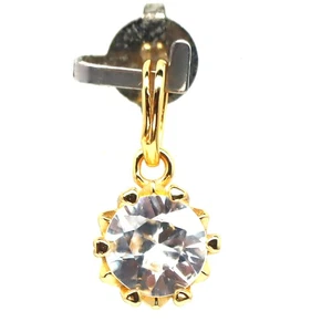 925 Sterling Silver 6 MM. White Zircon Birthstone Jewelry Pendant - Picture 1 of 4