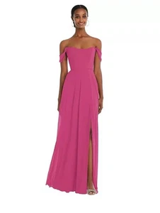 Neu After Six schulterfreies Maxikleid mit baskischem Ausschnitt und Volantärmeln 6R - Bild 1 von 12
