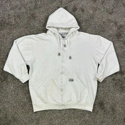 Pro Club Heavyweight Full Zip Fleece Hoodie Sweatshirt Mens Large White Stained - Image 1 of 4