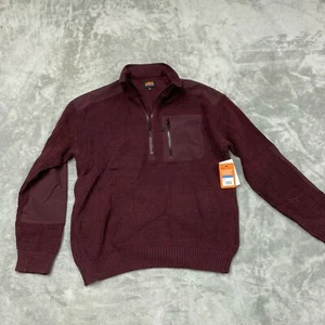 Bass Outdoor Half-Zip Waffle Knit Sweater XL Fudge Cotton/Polyester NWT 6376 - Picture 1 of 8