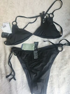  Bikini Set Triangle Paded Top Sz XL & Bottom Sz XL Black BNWT - Picture 1 of 4