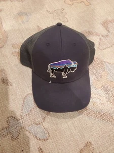 Patagonia Buffalo Logo Fitz Roy Trucker Sombrero Gorra Malla Snapback Pintura Azul Mancha - Imagen 1 de 2