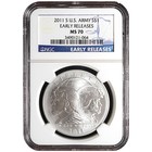 2011-S $1 Silver Army Commemorative Ngc Ms70 Early Releases