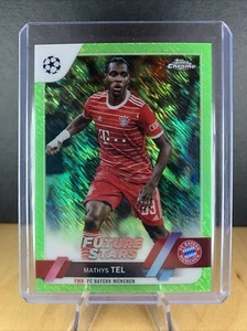 Mathys Tel 2022-23 Topps Chrome UEFA Club Competitions Neon Green Shimmer /399 - Picture 1 of 2