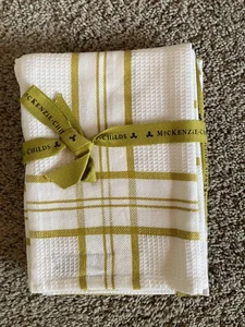 Lot Of 2 Mckenzie, Childs, Dish Towels, Cotton  white, and mustard - Picture 1 of 3