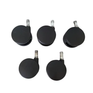 Caster Set of 5 Black - Stem Diameter 7/16" - Stem Length 7/8" - Picture 1 of 10