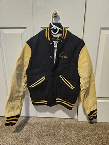 1960 Letterman Jacket Kuna ID Idaho cream leather/Wool S M vintage with box - Picture 1 of 9