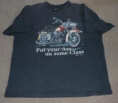 Vtg American Biker Put Your Ass on Some Class 3D Emblem Motorcycle Shirt XL 1993 - Image 1 of 4