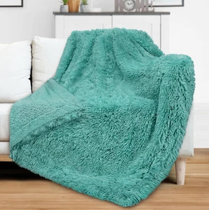 Luxurious Faux Fur Blanket Soft Warm Fluffy Sherpa Sofa Throw Shaggy Soft Plush - Picture 1 of 100