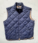 Men's J Crew Vest Blue Solid Puffer L Full Zip Outerwear Layer Rugged Classic Us