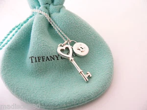 Tiffany Co Silver Heart Key Locks Necklace Pendant Charm Chain Gift Pouch Love - Picture 1 of 10