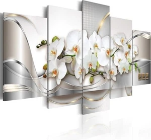 5 Panel Butterfly Orchid Flowers Canvas Print Wall Art Painting Decor for Home - Picture 1 of 3