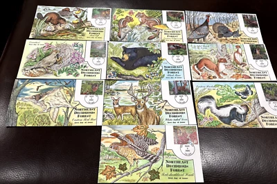 #3899a-j NORTHEAST DECIDUOUS FOREST  Collins Hand-painted Complete set of 10 FDC - Image 1 of 4