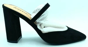 JustFab Womens Allie Mule Heeled Pump Shoes Black Suede Size 5.5 M US - Picture 1 of 4