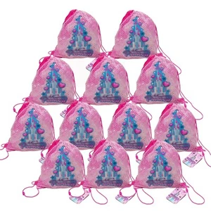 12x Princess Castle Sling Drawstring Bags, Girls Birthday Party Favor Gift Bags - Picture 1 of 3
