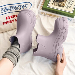 Mujer Moda Botas de Lluvia Plataforma Impermeable Jardín Bota Corta Botines - Imagen 1 de 13