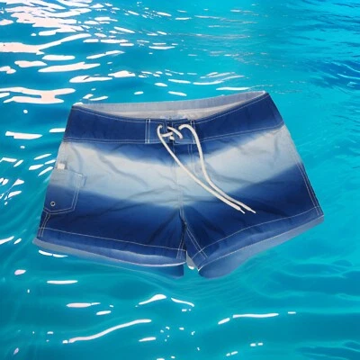 Pantalones cortos de natación oxidados para mujer Boardshorts bolsillo azul blanco corbata y gancho/bucle mosca Foto 1 de 4