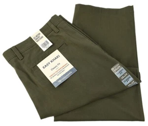 DOCKERS Easy Khaki Olive Green Classic Fit Flat Front Chino Pants 38 29 NWT - Picture 1 of 3