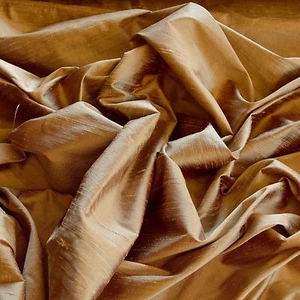 Iridescent Bronze Dupioni 100% Silk Fabric, 54" Wide, By The Yard (S-149) - Picture 1 of 4