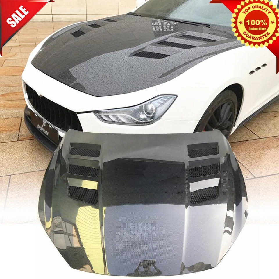 Подходит для Maserati Ghibli 2014-2020 отделка крышки капота из настоящего углерода - Изображение 1 из 4